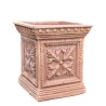 Vaso quadrato terracotta con foglia lavorato a mano