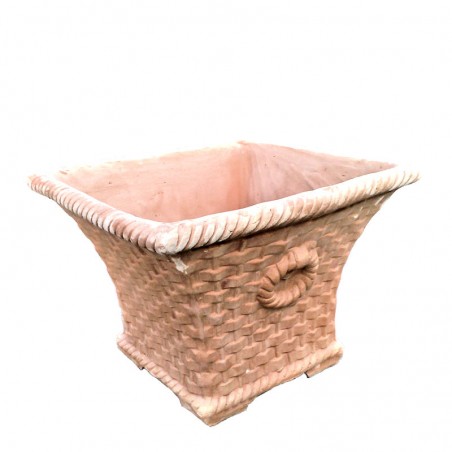 Vaso quadrato terracotta cesto lavorato a mano