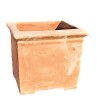 Vaso quadrato liscio terracotta con piedini lavorato a mano