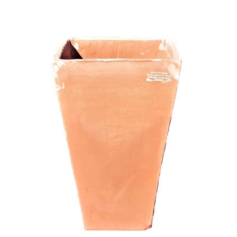 Vaso quadrato alto liscio terracotta lavorato a mano Vaso quadrato alto liscio terracotta lavorato a mano