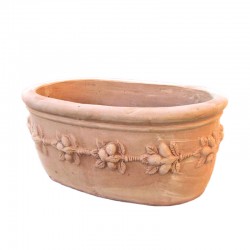 Vaso ovale terracotta frutta lavorata a mano