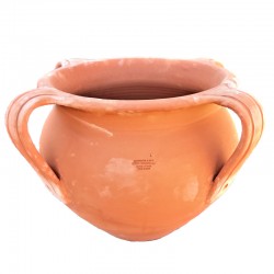 Grande fioriera tonda terracotta manici lavorata a mano