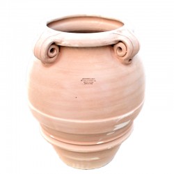Terracotta jar with perforated curls handmade