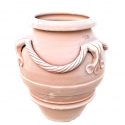 Orcio terracotta cordone e manici lavorato a mano