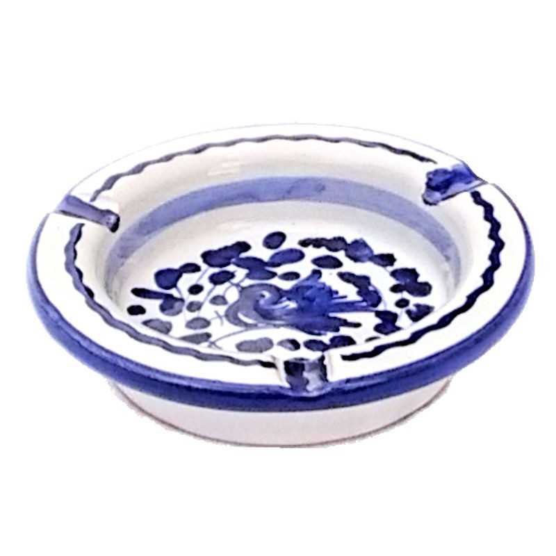Posacenere rotondo ceramica maiolica Deruta arabesco blu Posacenere rotondo ceramica maiolica Deruta arabesco blu