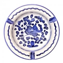 Round ashtray majolica ceramic Deruta blue arabesque