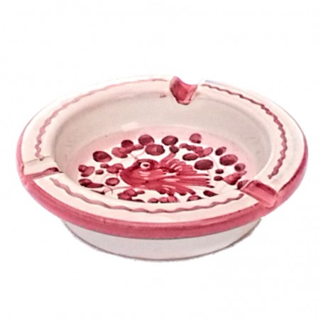 Round ashtray majolica ceramic Deruta red arabesque