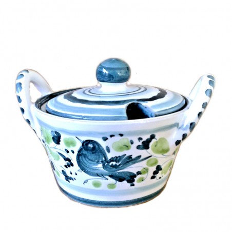 Grated cheese bowl majolica ceramic Deruta green arabesque