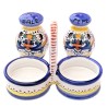 Salt pepper set Deruta majolica ceramic hand painted rich Deruta blue decoration