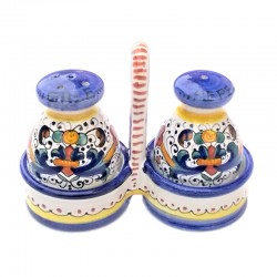 Set sale pepe ceramica maiolica Deruta dipinto a mano decoro ricco Deruta blu