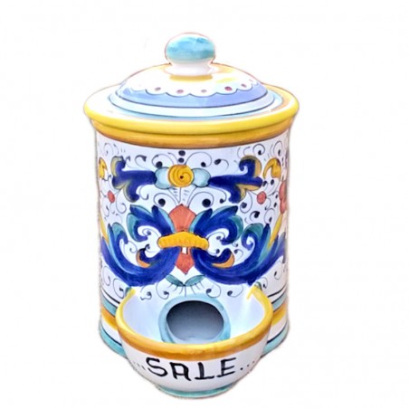 Porta sale ceramica maiolica Deruta ricco Deruta giallo