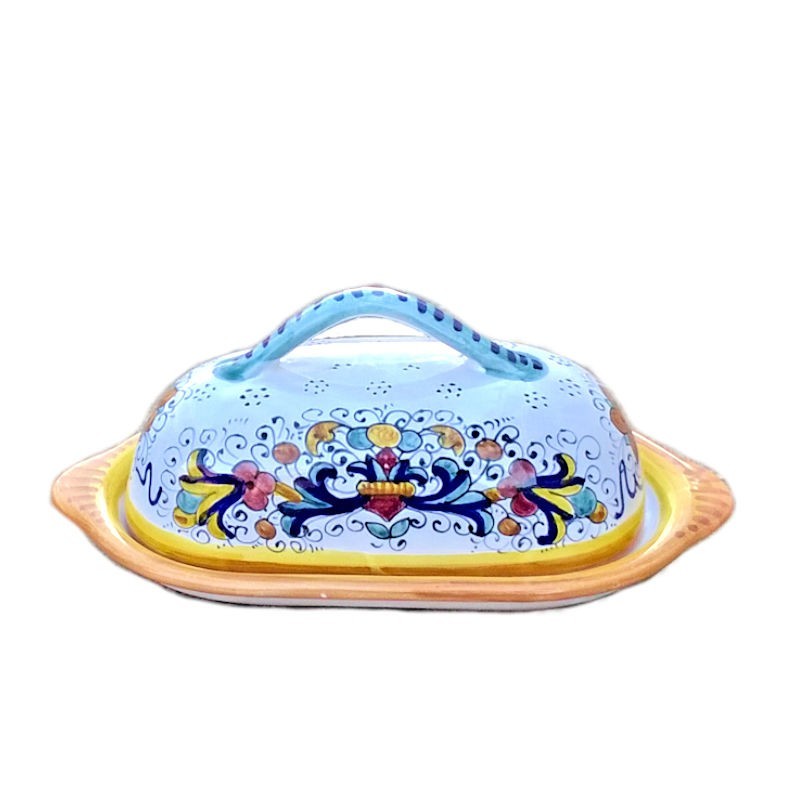 Burriera ceramica maiolica Deruta ricco Deruta giallo Burriera ceramica maiolica Deruta ricco Deruta giallo