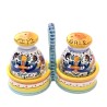 Salt pepper set Deruta majolica ceramic hand painted rich Deruta yellow decoration