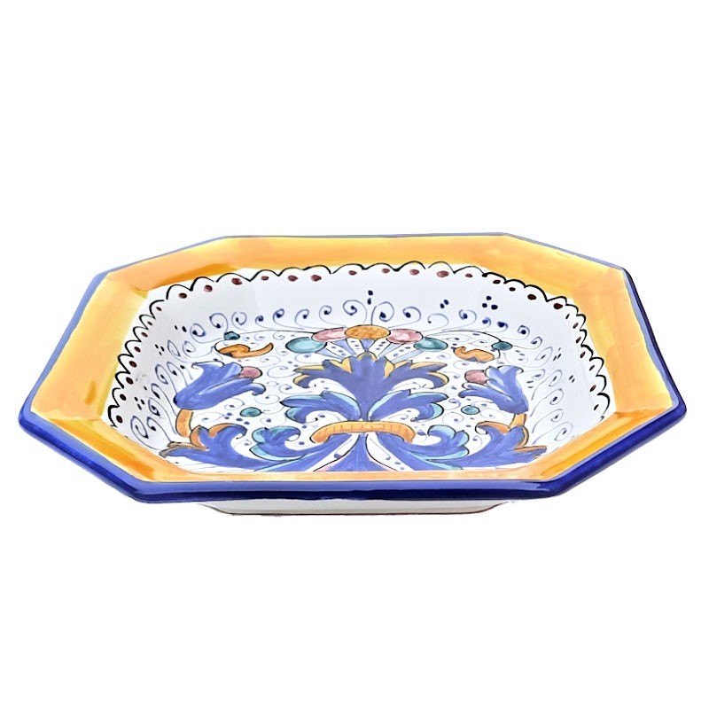 Octagonal table plate majolica ceramic Deruta rich Deruta blue Octagonal table plate majolica ceramic Deruta rich Deruta blue