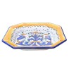 Piatto tavola ottagonale ceramica maiolica Deruta ricco Deruta blu