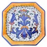Piatto tavola ottagonale ceramica maiolica Deruta ricco Deruta blu