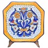 Octagonal table plate majolica ceramic Deruta rich Deruta blue
