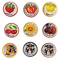 Magnet majolica ceramic Deruta hand painted round