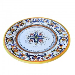 Table plate majolica ceramic Deruta rich Deruta yellow floral doily