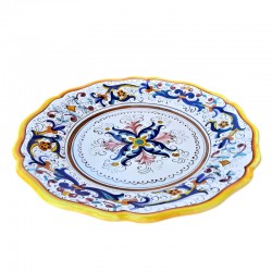 Piatto tavola smerlato ceramica maiolica Deruta ricco Deruta giallo centrino
