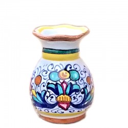 Flower vase Deruta majolica hand painted with rich Deruta yellow decoration