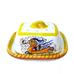 Butter dish 12cm majolica ceramic Deruta raphaelesque