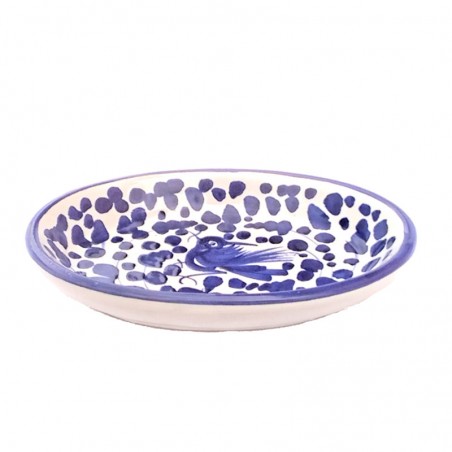 Oval soap dish majolica ceramic Deruta blue arabesque