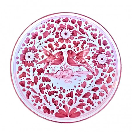 Wall plate majolica ceramic Deruta red arabesque