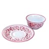 Tea cup with saucer majolica ceramic Deruta red arabesque