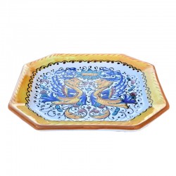 Piatto tavola ottagonale ceramica maiolica Deruta raffaellesco