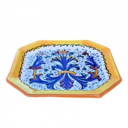 Piatto tavola ottagonale ceramica maiolica Deruta ricco Deruta giallo