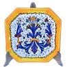 Octagonal table plate majolica ceramic Deruta rich Deruta yellow