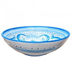 Salad bowl majolica ceramic Deruta rich Deruta turquoise single color