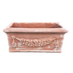 Small rectangular terracotta box with festoon handmade