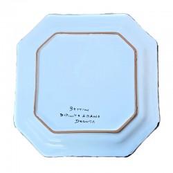 Piatto tavola ottagonale ceramica maiolica Deruta ricco Deruta blu
