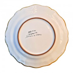 Scalloped table plate majolica ceramic Deruta raphaelesque floral doily