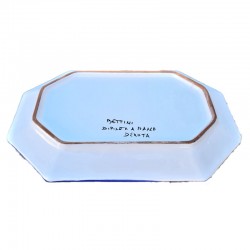Vassoio ottagonale ceramica maiolica Deruta ricco Deruta giallo