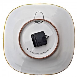 Square wall clock majolica ceramic Deruta raphaelesque