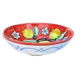 Salad bowl majolica ceramic Deruta red Positano