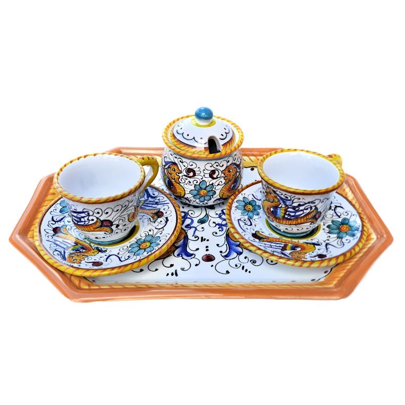 Set caffè ceramica maiolica Deruta raffaellesco 6 pz Set caffè ceramica maiolica Deruta raffaellesco 6 pz