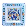 Square wall plate majolica ceramic Deruta rich Deruta blue