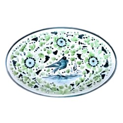 Oval serving plate majolica ceramic Deruta green arabesque