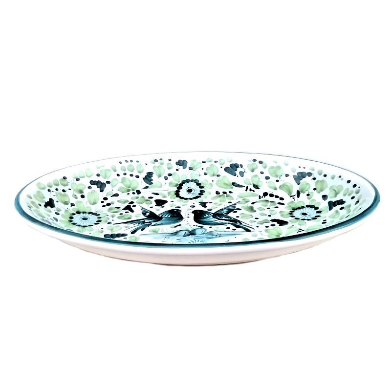 Oval serving plate majolica ceramic Deruta green arabesque Oval serving plate majolica ceramic Deruta green arabesque