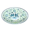 Oval serving plate majolica ceramic Deruta green arabesque