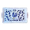 Vassoio rettangolare ceramica maiolica Deruta gallo blu Orvietano