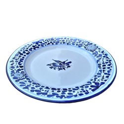 Piatto tavola ceramica maiolica Deruta arabesco blu