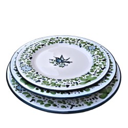 Servizio piatti tavola ceramica maiolica Deruta arabesco verde