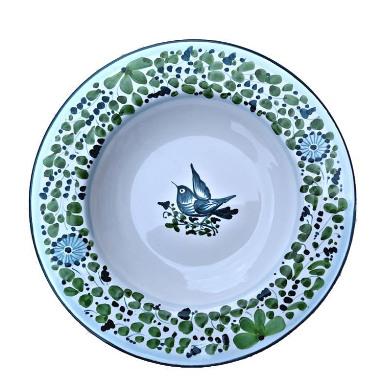 Table plate majolica ceramic Deruta green arabesque Table plate majolica ceramic Deruta green arabesque