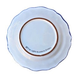 Scalloped table plate majolica ceramic Deruta rich Deruta blue floral doily