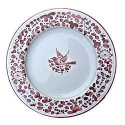 Table plate majolica ceramic Deruta red arabesque